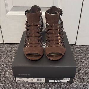 Vince Camuto Evel Smoke Taupe Caged Gladiator Women's Sandals, Size 8M